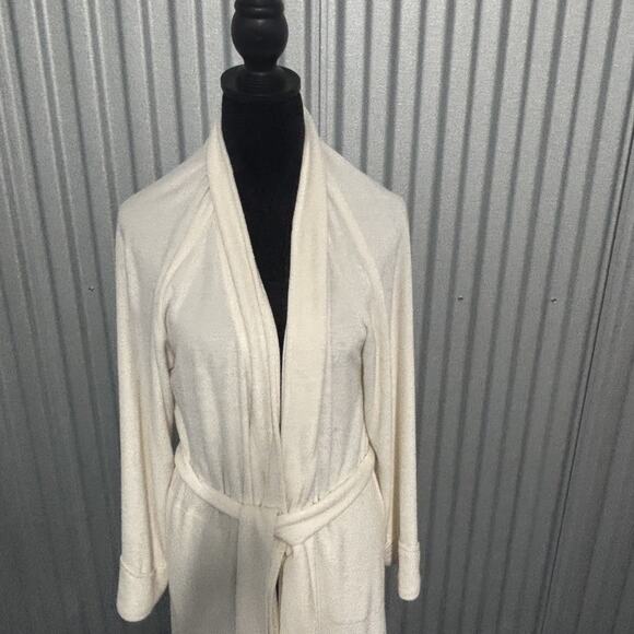 Soma Intimates Robe Womens Large Cream Bamboo Blend Belted Long Lounge Bathrobe - Picture 7 of 9